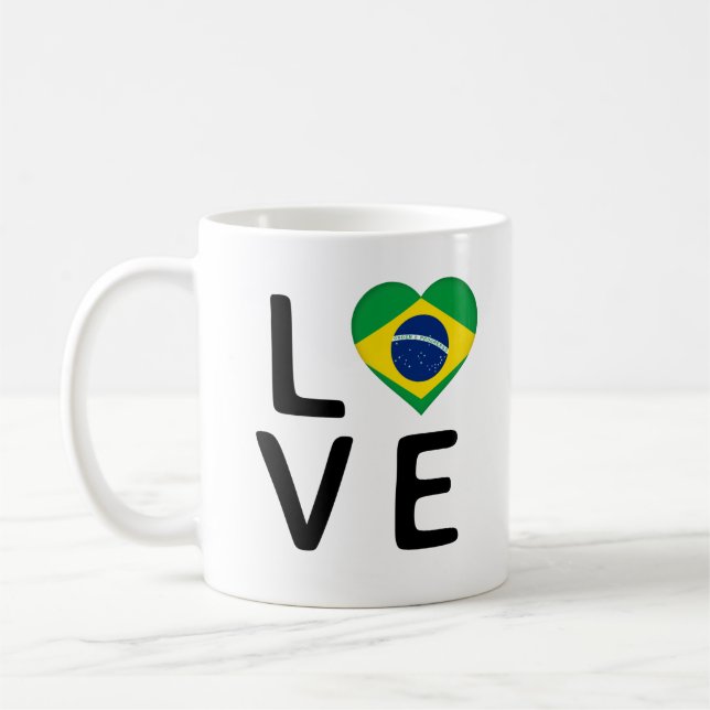 Taza De Café Amor - Bandera de Brasil (Izquierda)