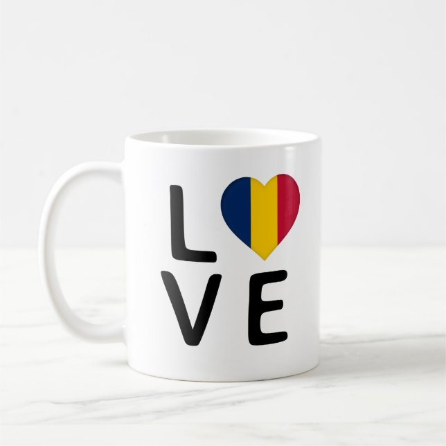 Taza De Café Amor - Bandera de Chad (Izquierda)