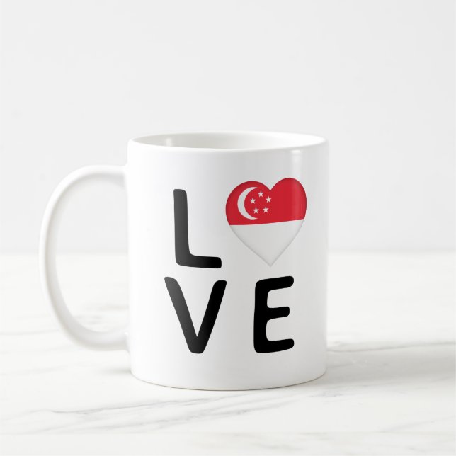 Taza De Café Amor - Bandera de Singapur (Izquierda)