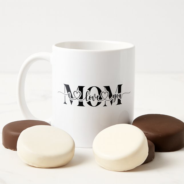 Taza De Café Amor blanco y negro que imprime (Black and White Love You Print Coffee Mug)