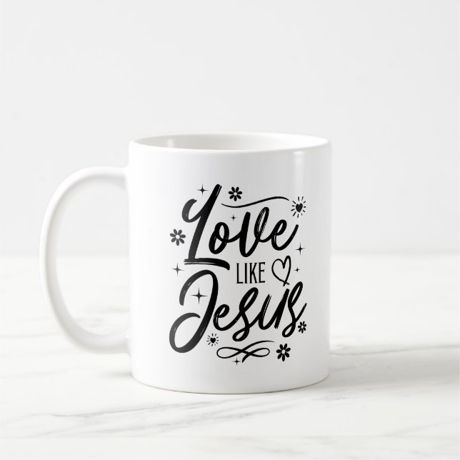 Taza De Café Amor como Jesús Cristiano Verso de Biblia Religios (Izquierda)