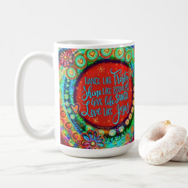 Taza De Café Amor como Jesús Navidades festivos rojos (Con donut)