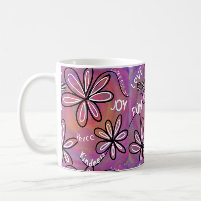 Taza De Café Amor Compasión, Alegría, Paz Para La Humanidad (Izquierda)