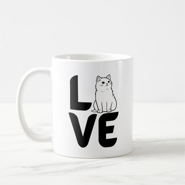 Taza De Café Amor con un gato como O (Izquierda)