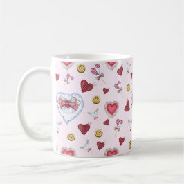 Taza De Café Amor Corazón masticando acuarela           