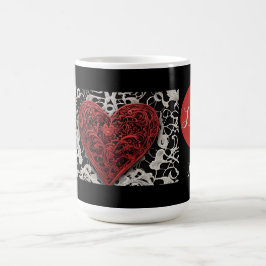 Taza De Café Amor de encaje moderno rojo y negro