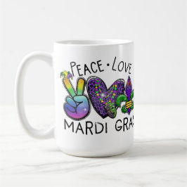 TAZA DE CAFÉ AMOR DE LA PAZ MARDI GRAS ORO PURPLE VERDE