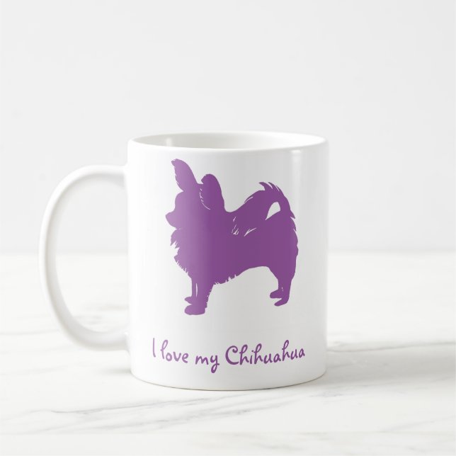 Taza De Café Amor de la púrpura I mi chihuahua (Izquierda)
