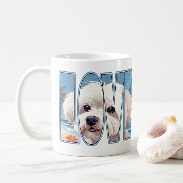 Taza De Café Amor de perro maltés (Con donut)