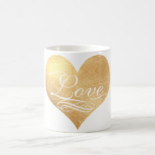Taza De Café Amor de PixDezines/corazón/falso fondo de Gold/DIY