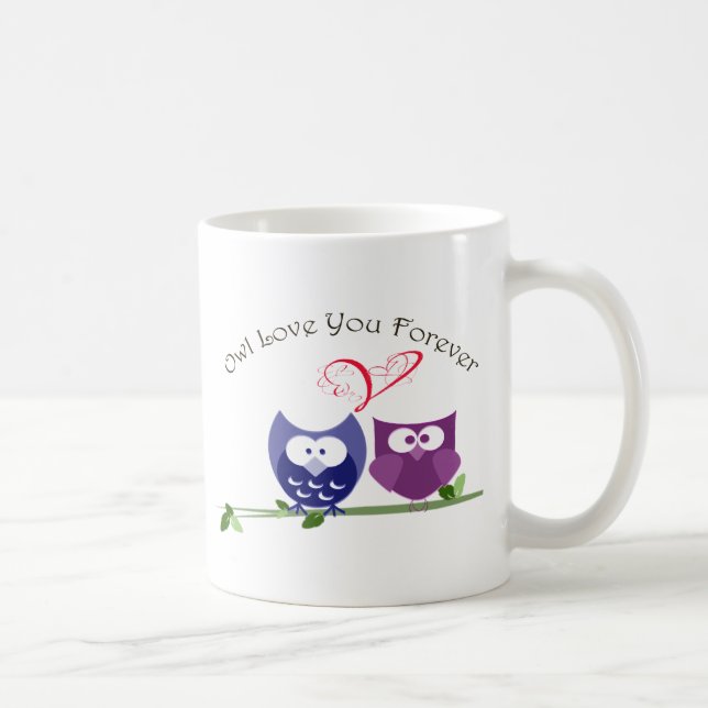 Taza De Café Amor del búho usted para siempre (Derecha)