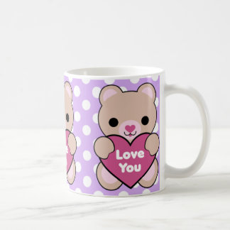 Taza De Café Amor del corazón del oso de Kawaii que usted