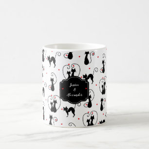 Taza De Café Amor del gato negro personalizado