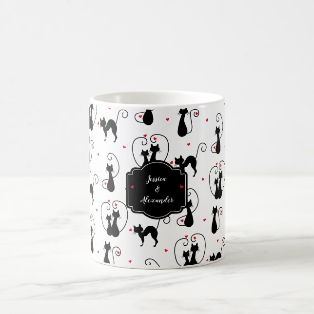 Taza De Café Amor del gato negro personalizado (Centro)
