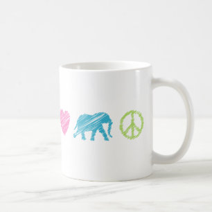 Taza De Café Amor, elefante y paz