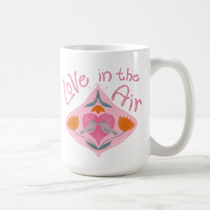 Taza De Café Amor en el aire pájaros valentinos y flores