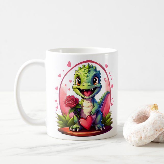 Taza De Café Amor en el Dragón estilo Dragón lindo San Valentín (Con donut)