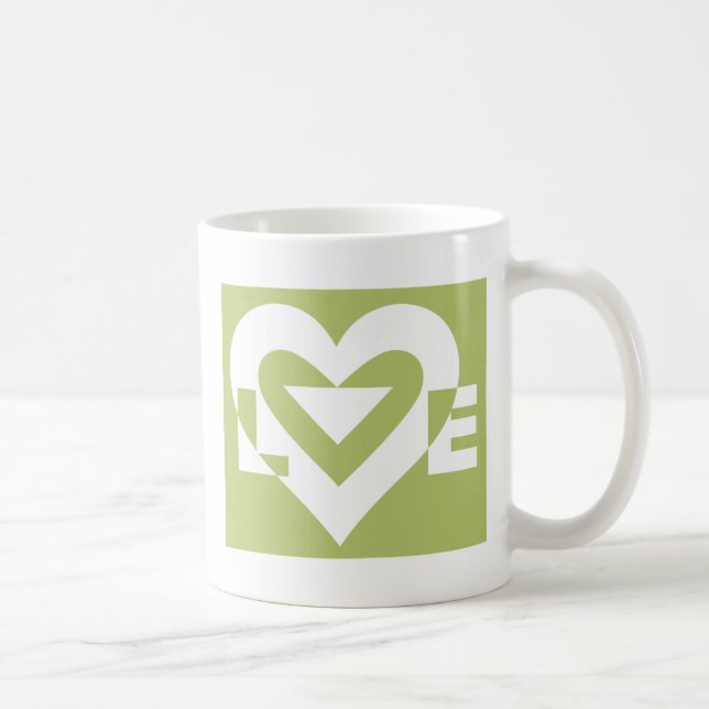 Taza De Café Amor en verde sabio (Derecha)