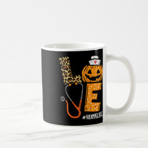 Taza De Café Amor Enfermera Calabaza Leopardo Cae Halloween Tha