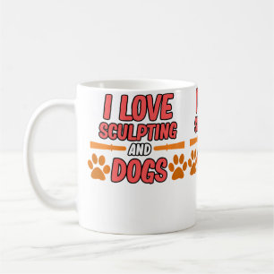 Taza De Café Amor Escultura Y Perros Arcilla Artista Cerámica