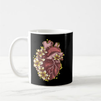 Taza De Café Amor floral Corazón humano anatómico con flores 51