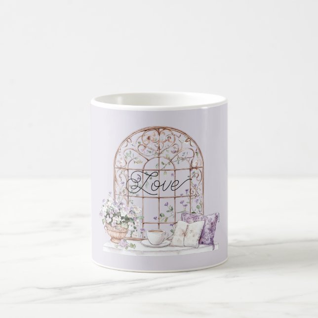 Taza De Café Amor Floral Lavanda Dorada (Centro)