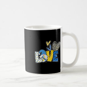 Taza De Café Amor Gnomes Cinta amarilla azul Síndrome de Down C
