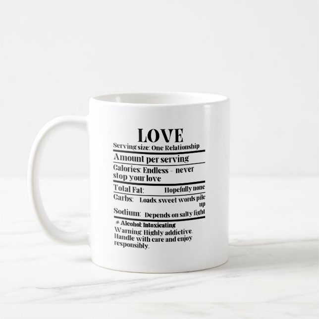 Taza De Café Amor - Hechos nutricionales.w (Izquierda)