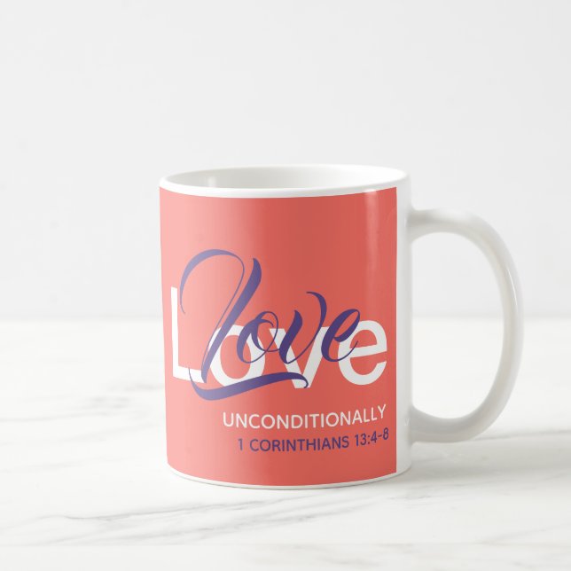 Taza De Café AMOR INCONDICIONALMENTE Monograma Coral Cristiano (Derecha)
