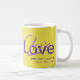 Taza De Café AMOR INCONDICIONALMENTE Monograma cristiano amaril
