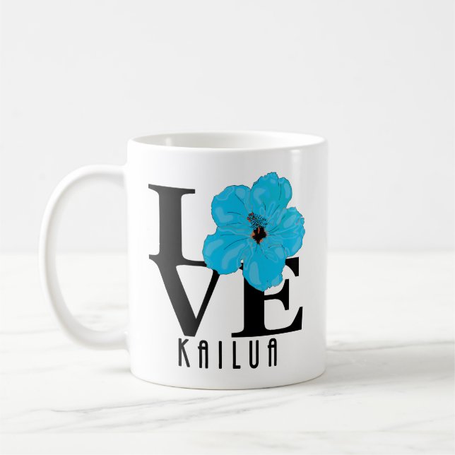 Taza De Café AMOR Kailua Azul Hibiscus 11oz (Izquierda)