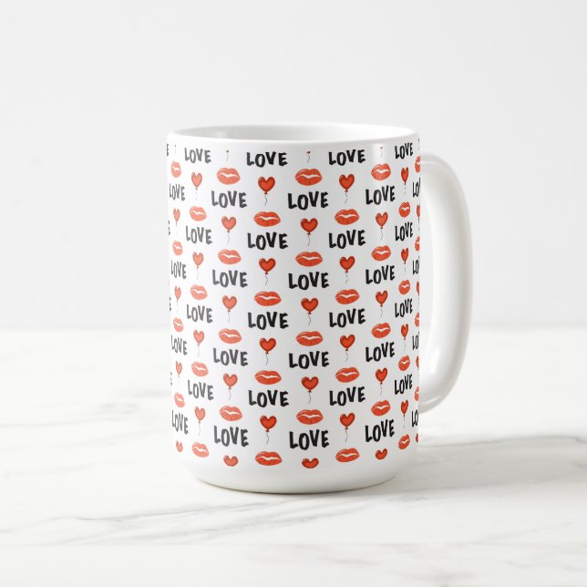 Taza De Café Amor Lips and Hearts Coffee Mug (Anverso derecho)