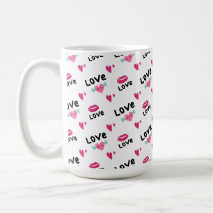 Taza De Café Amor Lips and Hearts Coffee Mug