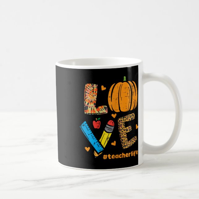 Taza De Café Amor Maestra Calabaza Leopard Caída Otoño Thanksgi (Derecha)