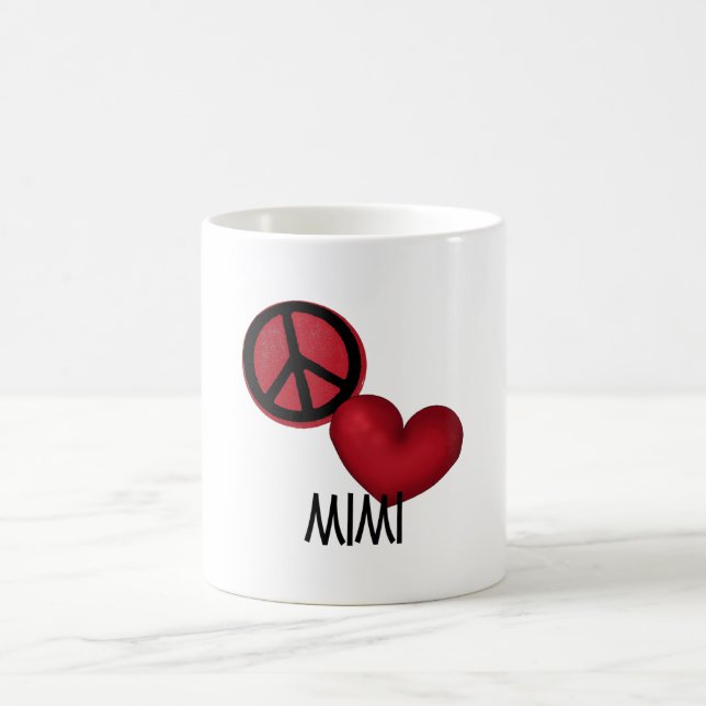 Taza De Café Amor Mimi de la paz (Centro)