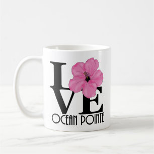Taza De Café AMOR Océano Pointe Hawaii Rosa Hibiscus 11oz