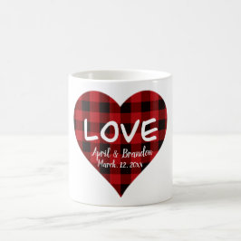 Taza De Café Amor, patrón de manchas de búfalo rojo, corazón va