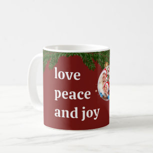 Taza De Café Amor Paz Alegría Navidad Familia Foto Burgundy
