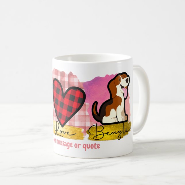 Taza De Café Amor Paz Beagle Mascota Perro Amante Día de San Va (Anverso derecho)