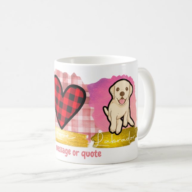 Taza De Café Amor Paz Labrador Retriever Día de San Valentín Pe (Anverso derecho)