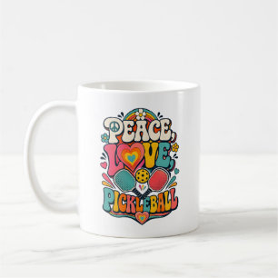 Taza De Café Amor Paz Pickleball Retro Groovy Deportes