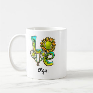 Taza De Café Amor Personalizado de Tenis   Feliz Día de Tenis