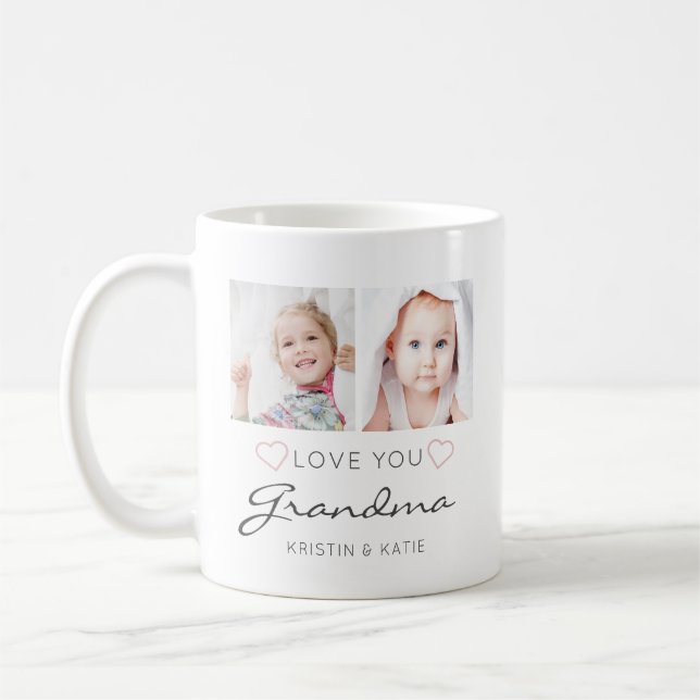 Taza De Café AMOR personalizado: GRANDMA manuscrito 2 fotos (Izquierda)