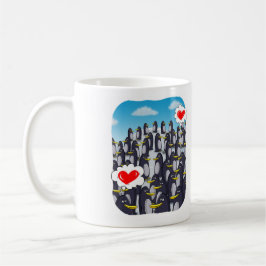 Taza De Café Amor pingüino por San Valentín. Amor en el primer