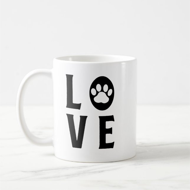 Taza De Café Amor por el café con huella dactilar - Perro lindo (Izquierda)