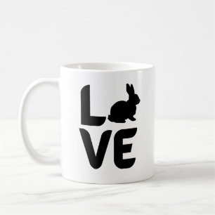 Taza De Café Amor por el diseño negro conejo