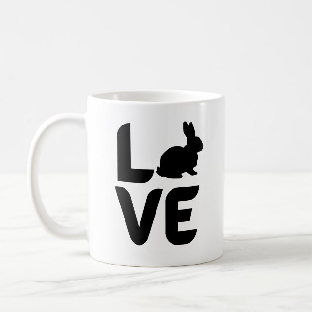 Taza De Café Amor por el diseño negro conejo (Izquierda)