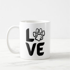 Taza De Café Amor por la huella de una pata - Perro, gato, anim