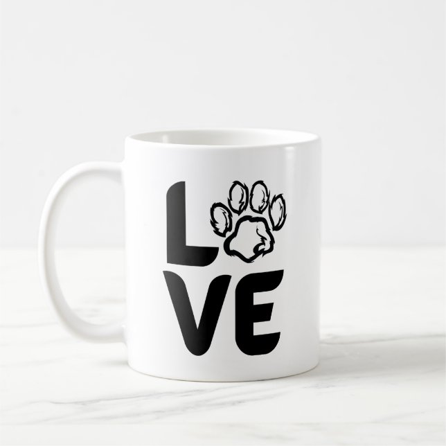 Taza De Café Amor por la huella de una pata - Perro, gato, anim (Izquierda)