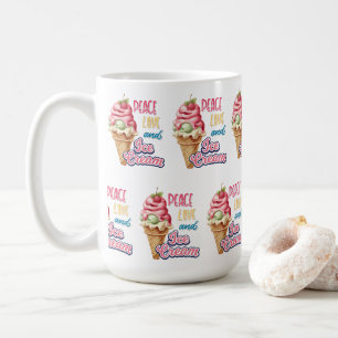 Taza De Café amor por la paz y helado
